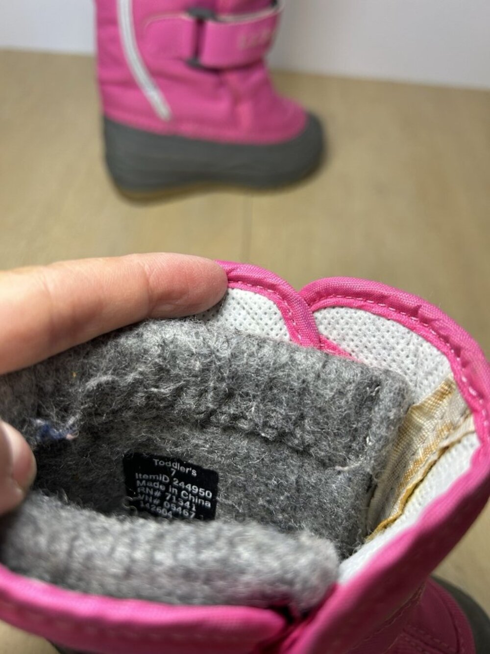 L.L. Bean Northwoods Boots TODDLER Size 7 Pink 244950 Snow Boot Felt Lined VGUC - Picture 7 of 7
